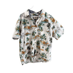 RJC 2XL Tropical Men's Shirt Hawaiian Theme Vacation Palm Tree Volcano Cotton